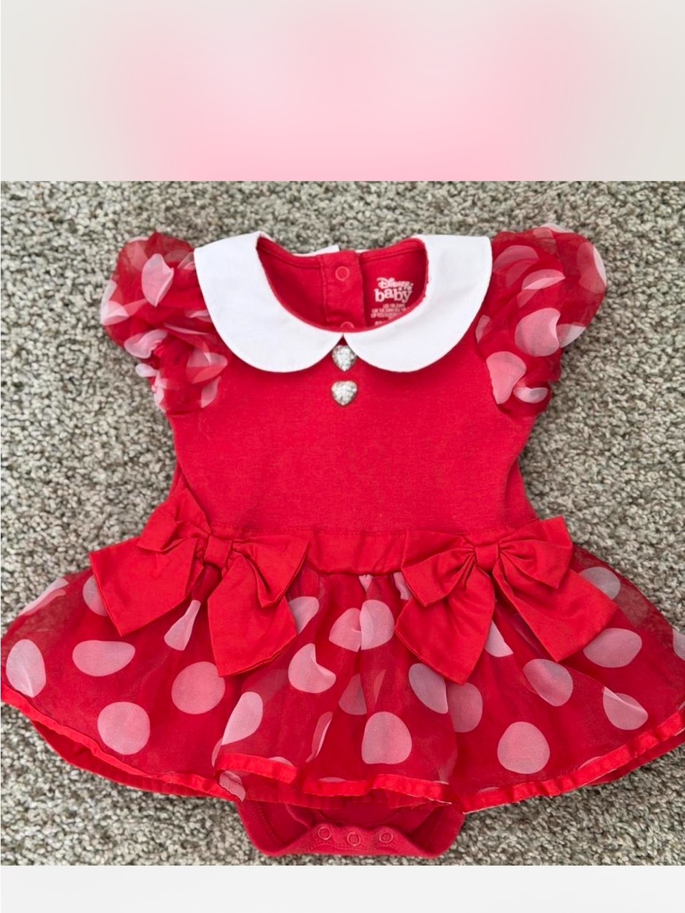 Disney Red and White Polka Dot Minnie Mouse Bow Dress